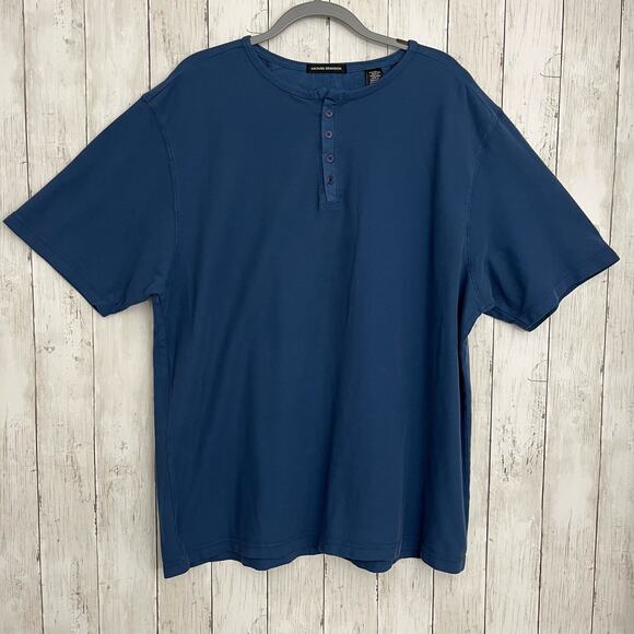 Michael Brandon Blue Short Sleeve 4 Button Henley T-Shirt XXL - Picture 1 of 6